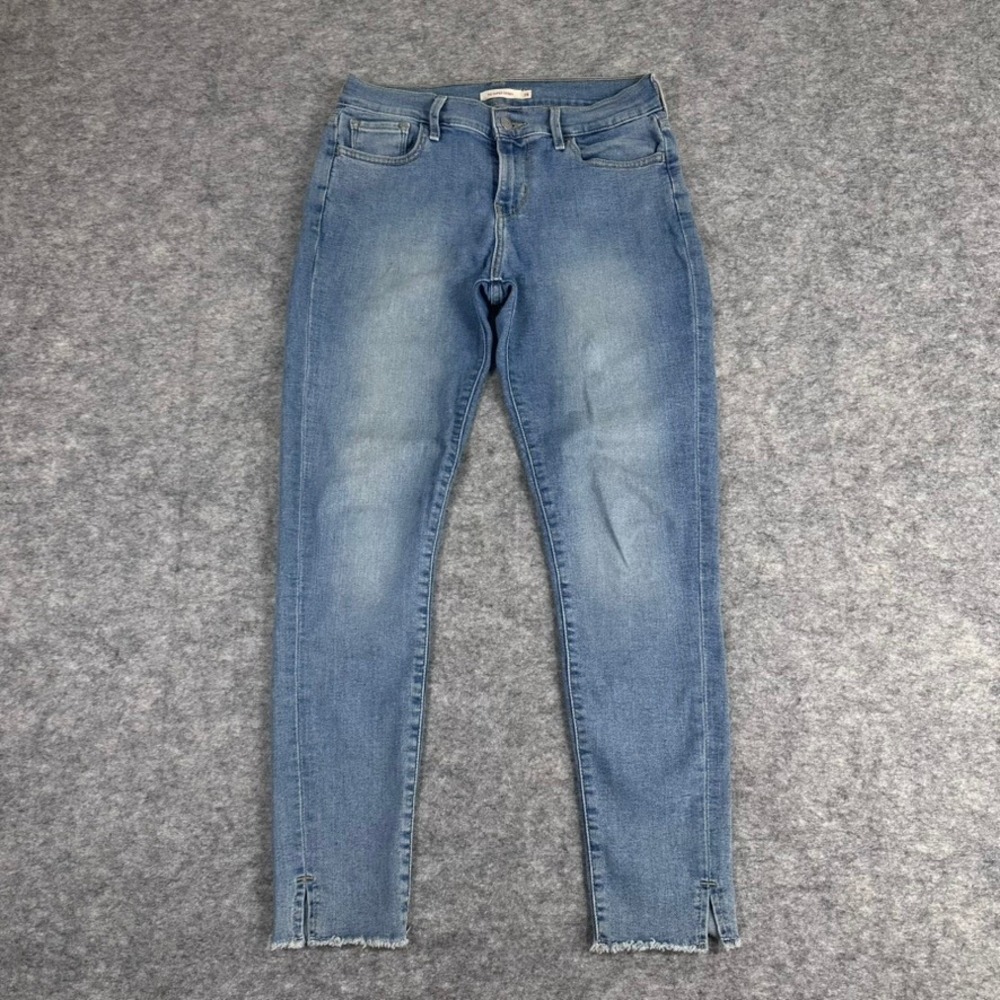Levis 710 Super Skinny Jeans Blue  Raw Hem Side‎ Slit Womens Size 28